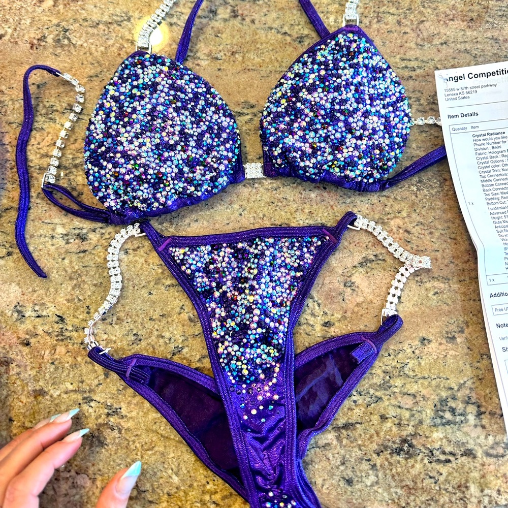Angel Competition Bikini Color: hologram eggplant purple size medium